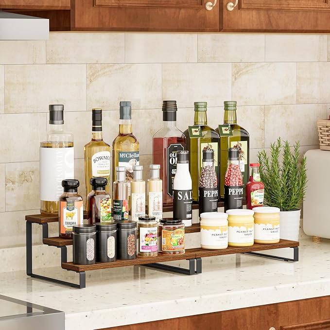 Giikin 3-Tier Spice Rack, 13.8 Inch Wood Countertop Spice Storage Holder - Image 2