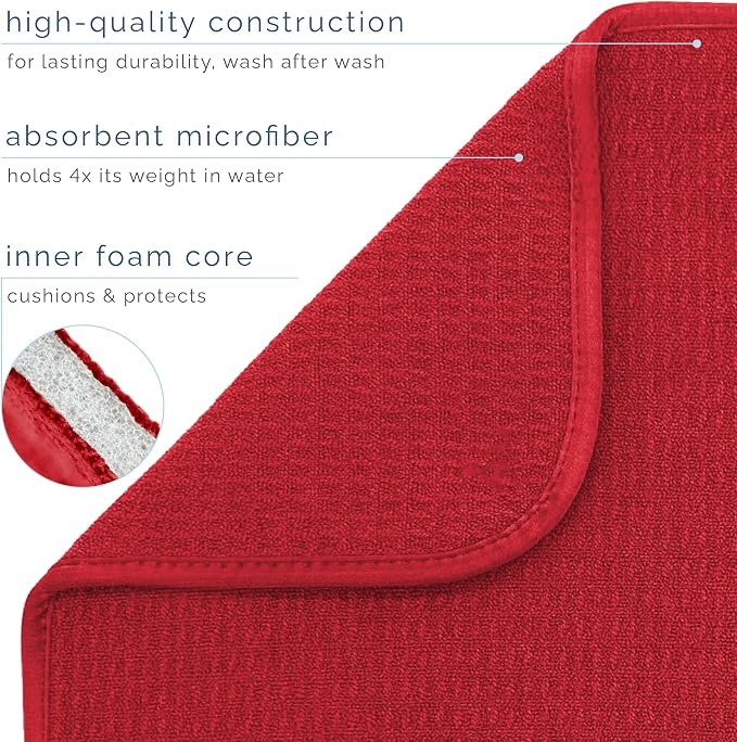 S&T INC. Dish Drying Mat XL, 18” x 24”, Absorbent Microfiber Kitchen Counter Mat - Image 3