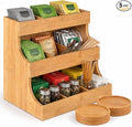 Tea bag organizer with 3-tier storage & 4 matching coasters. Fully assembled. by Unknown