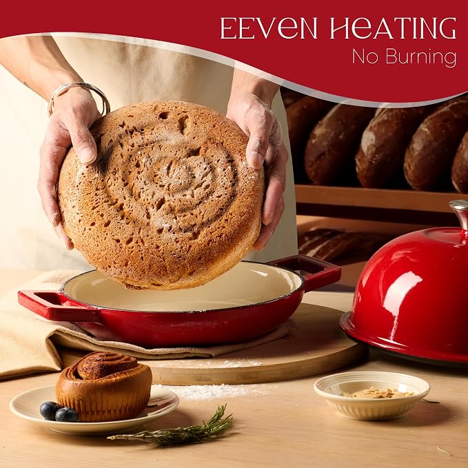 CAROTE Enameled Cast Iron Bread Dutch Oven, Round Bread Oven Pot - Image 4