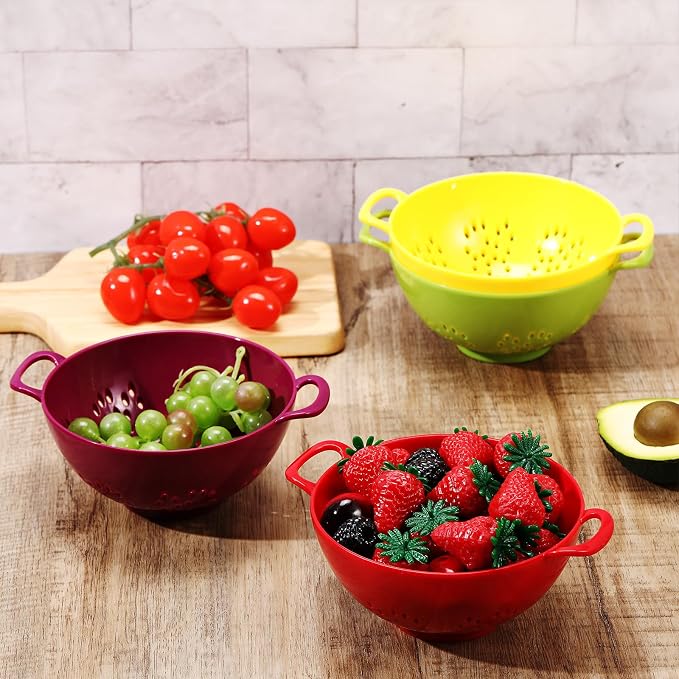 Baderke 4 Pack Mini Colander for Kitchen Plastic Berry Strainer - Image 5