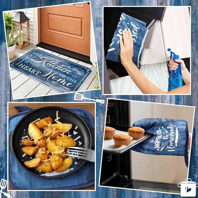 Fourluoo 10 Pcs Farmhouse Kitchen Decor and Accessories Set 4 Kitchen Towels 2 - Image 6