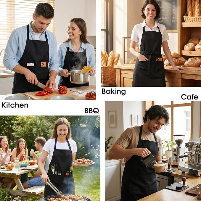 BOHARERS 2 Pack Cooking Kitchen Aprons - Image 4