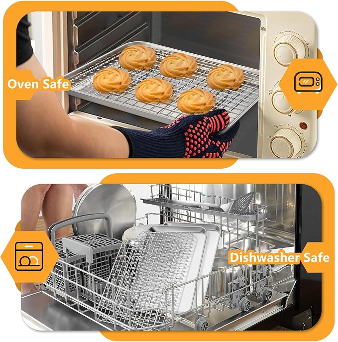 TeamFar Toaster Oven Pan with Rack Set, 10.5 x 8 x 1 Inch Stainless Steel Small - Image 7