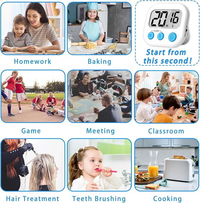 Lasubst Digital Kitchen Timers for Cooking, Magnetic Classroom Timers for - Image 7