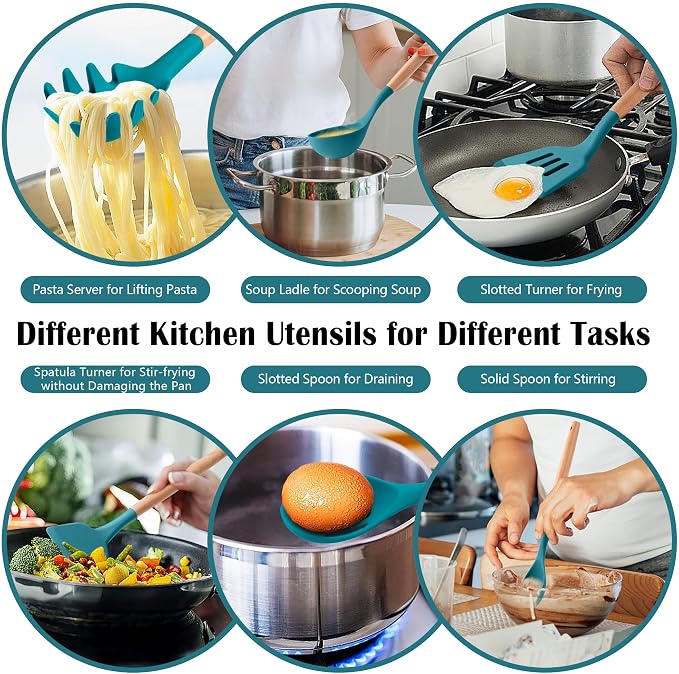 HaWare Kitchen Cooking Utensils Set, 23-Piece Silicone Kitchen Utensils Spatula - Image 5