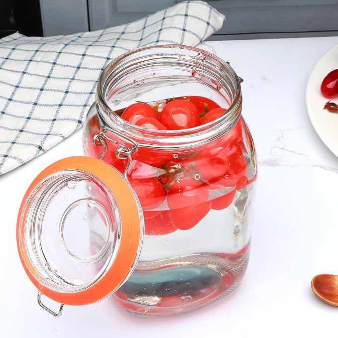 50oz Glass Jars with Clamp Lids, 1500ml Square Wide Mouth Mason Jars with - Image 6