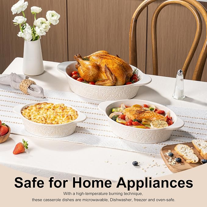 Dafuceramic Casserole Dishes for Oven Sets of 3, Ceramic Oval Baking Dish - Image 3