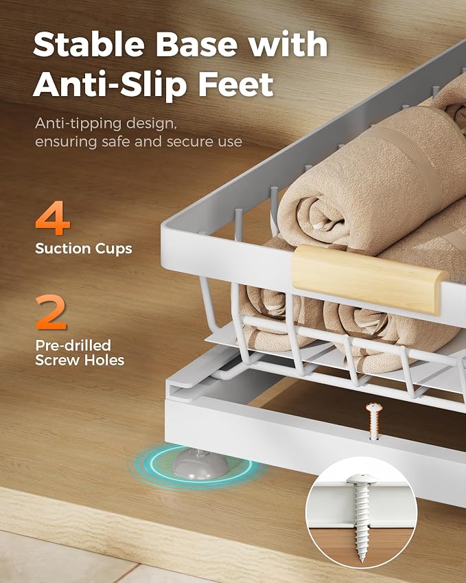 Sevenblue 3 Pack Under Sink Organizer, Height Adjustable Storage Shelves - Image 7
