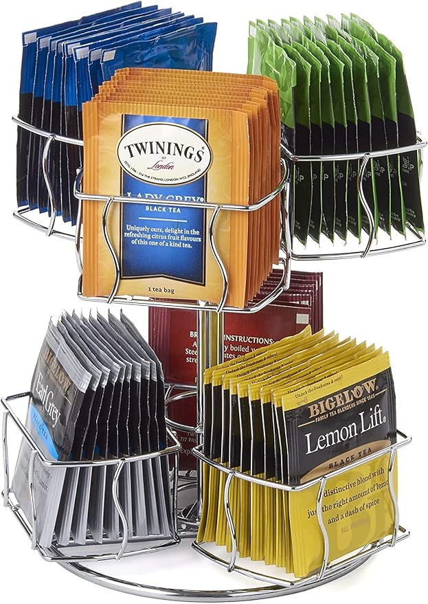 Nifty Tea Bag Spinning Carousel – 6 Compartments, Spins 360-Degrees, Lazy Susan by NiftySolutions