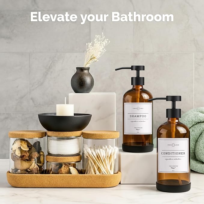 Vine Creations Amber Glass Soap Dispenser Set - Image 4