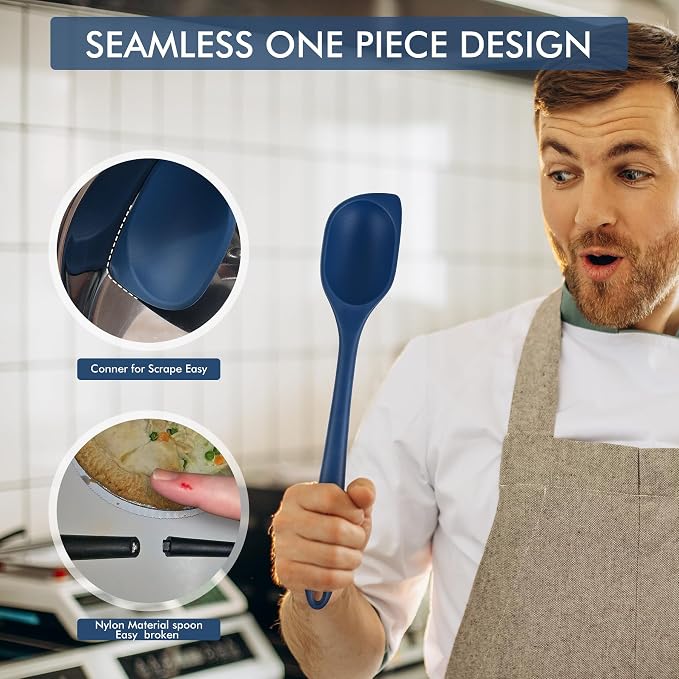 HOTEC 446°F Heat Resistant Silicone Cooking Spoon Spatula, BPA Free Large - Image 4