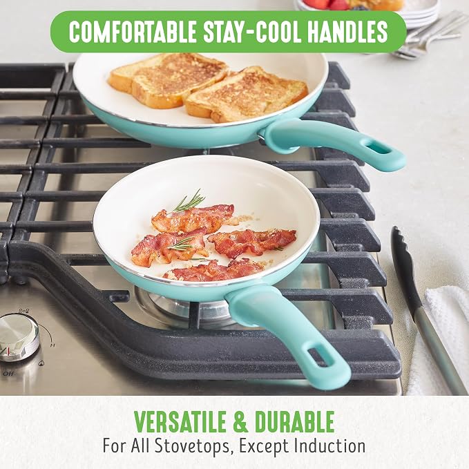 GreenLife Soft Grip 23 Piece Kitchen Cookware Pots and Frying Saucepans Set - Image 7
