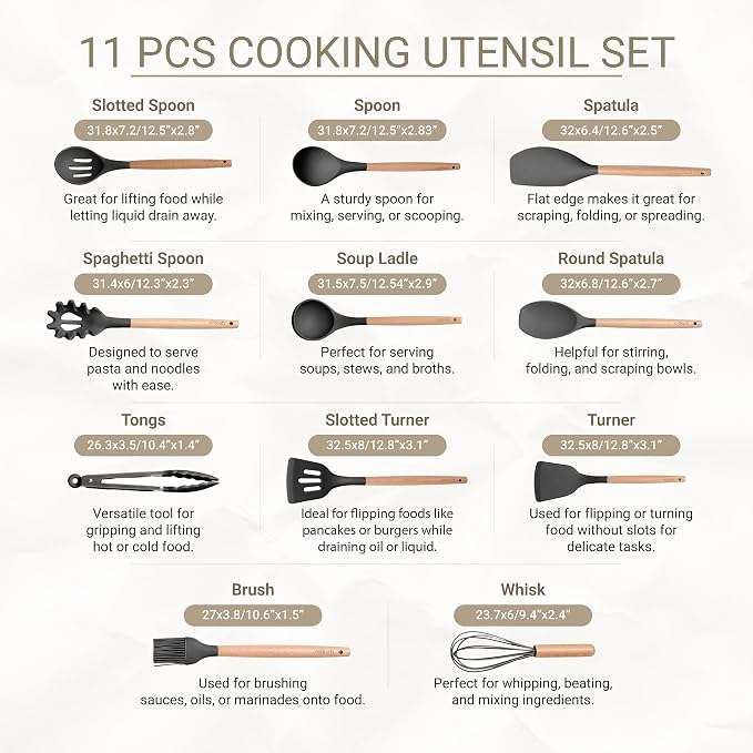 11-Piece Silicone Kitchen Utensils Set - Image 2