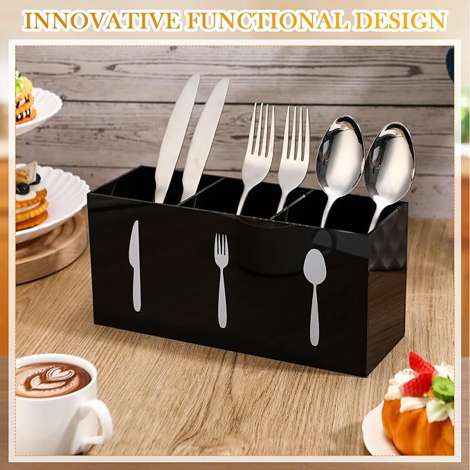 Suzile Acrylic Cutlery Storage Organizer Bin Silverware Caddy Countertop Knife - Image 4