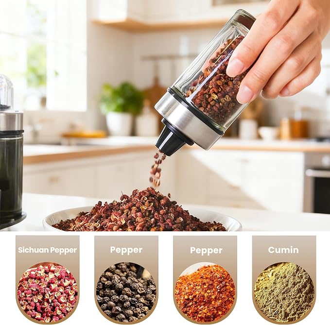 Mlici Oil and Vinegar Dispenser Set of 6 Bottles, Stainless Steel Salt Pepper - Image 7