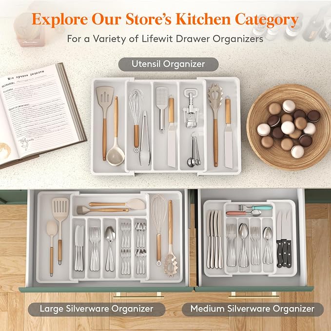 Lifewit Silverware Drawer Organizer, Expandable Utensil Tray - Image 4