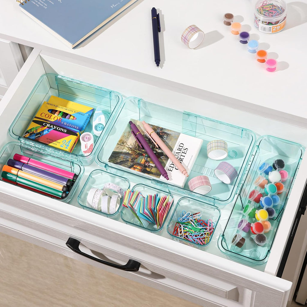 25 Pcs Clear Drawer Organizer, Adjustable Drawer Storage Box, 3-Size