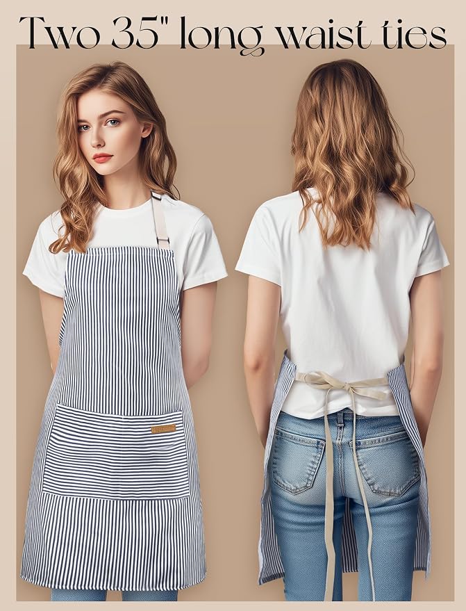 2 Pack Kitchen Cooking Aprons, Soft Aprons - Image 4