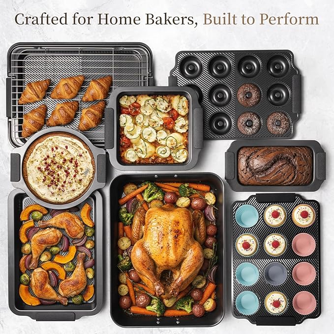 Kikcoin 25 PCS Stackable Baking Pans Set, Non-stick Bakeware Sets - Image 7