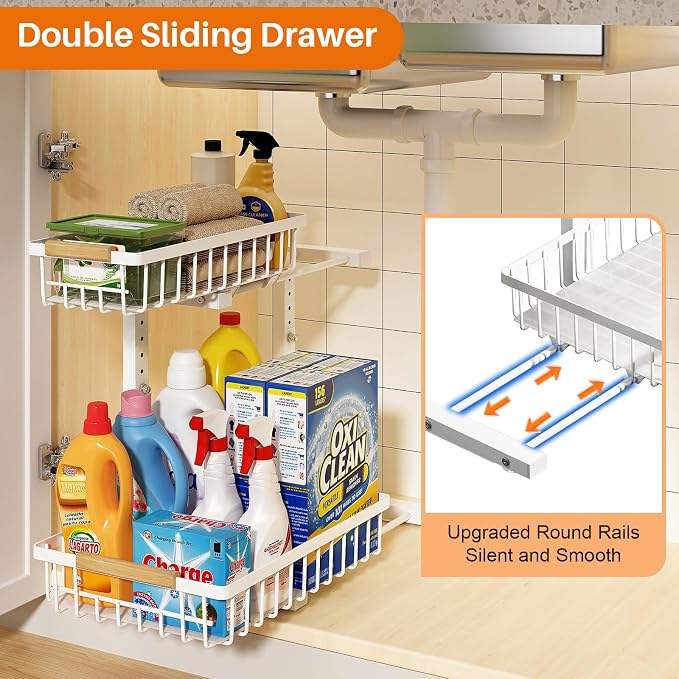 REALINN Under Sink Organizer, Height Adjustable Under Sink Organizers and - Image 4