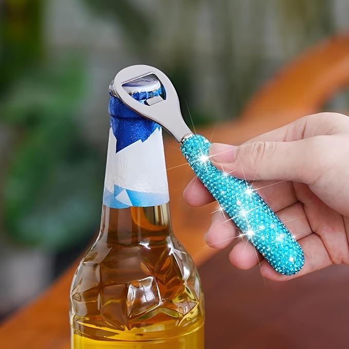 Handcrafted Blue Crystal Bling Beer Opener – Sparkle Diamond Bottle Openers - Image 4
