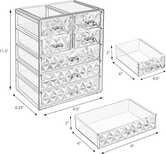 Sorbus Acrylic Makeup Organizer Set, 7-Drawer Vanity & Countertop Cosmetic - Image 3