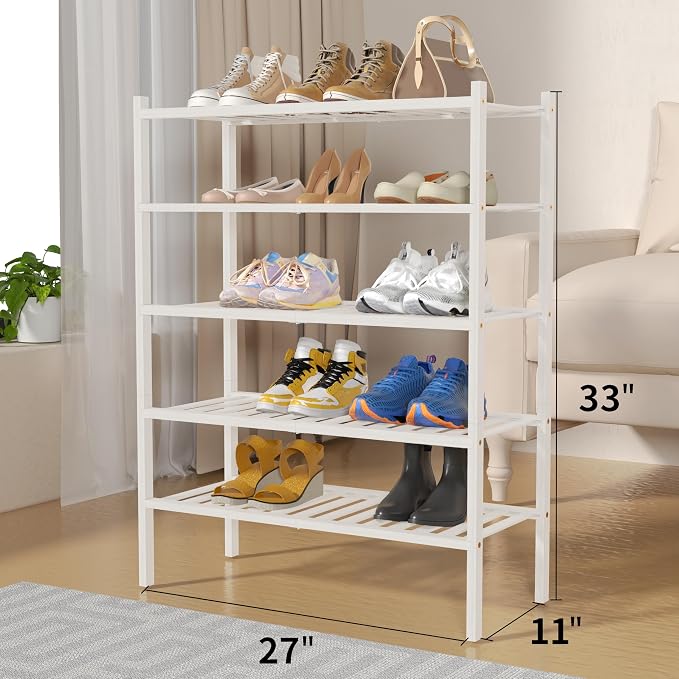ROMGUAR CRAFT 5 Tier Bamboo Shoe Rack - Image 3