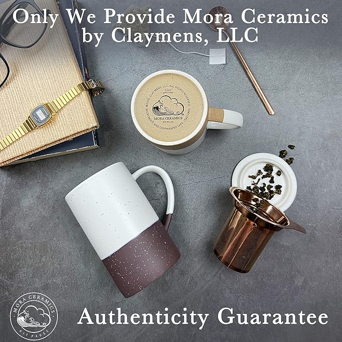Mora Ceramics Tea Cup with Loose Leaf Infuser, Spoon and Lid, 12 oz, Microwave - Image 8