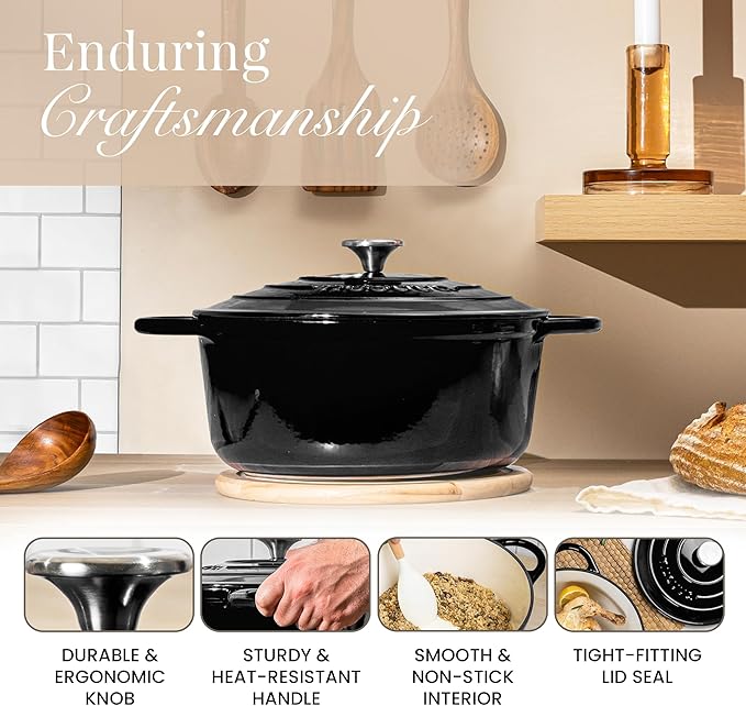 Cast Iron Pot with Lid – Non-Stick Ovenproof Enamelled Casserole Pot, Oven Safe - Image 7