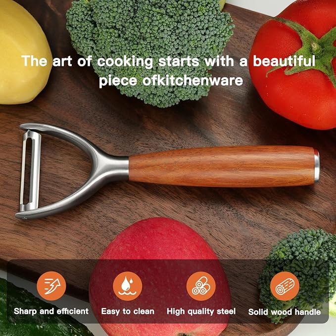 Premium Y Type 304 Stainless Steel Multifunctional Kitchen Peeler Real Wood - Image 5