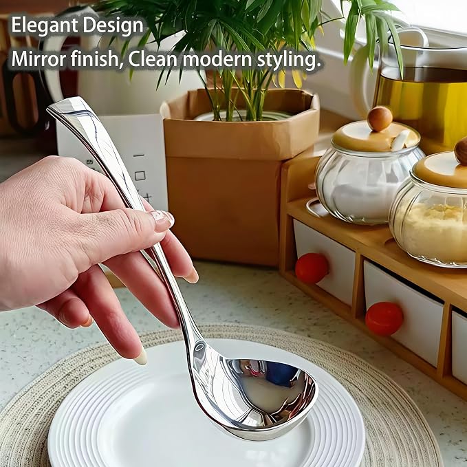 Comicfs 2 Pack Gravy Ladle, 18/10 Stainless Steel Soup Ladle, Small Soup Spoon - Image 2