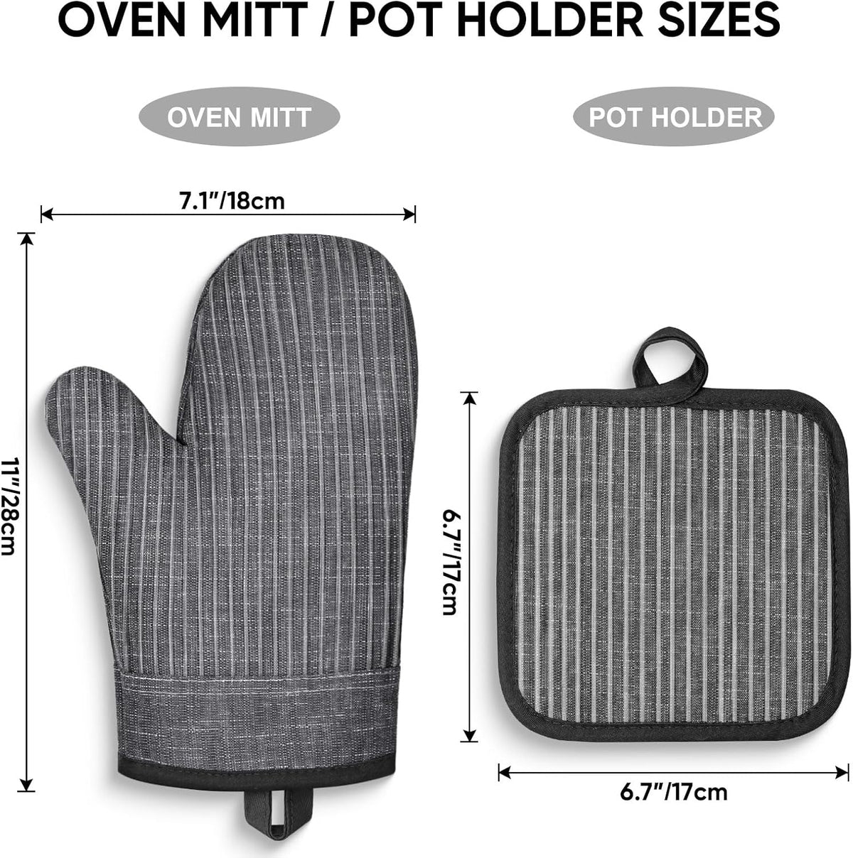 Oven Mitts and Pot Holders, Silicone Oven Gloves, 500 F Heat Resistant