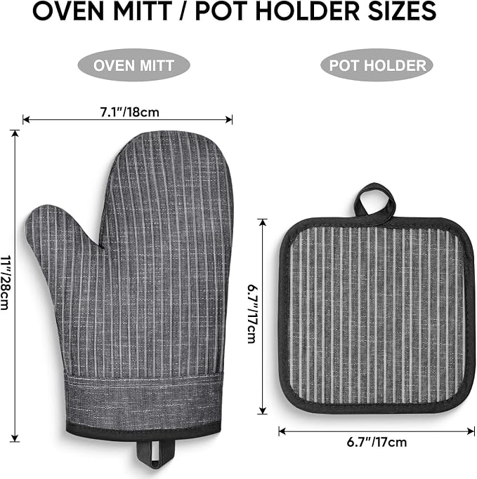 Oven Mitts and Pot Holders, Silicone Oven Gloves, 500 F Heat Resistant Oven - Image 7