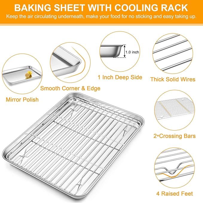 Homikit Baking Sheet with Wire Rack, Metal Baking Tray Jelly Roll Pan with - Image 6
