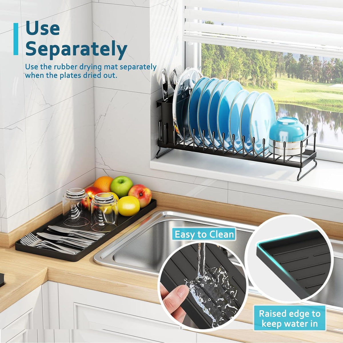 Small Dish Drying Rack - Compact Dish Rack for Kitchen Counter with
