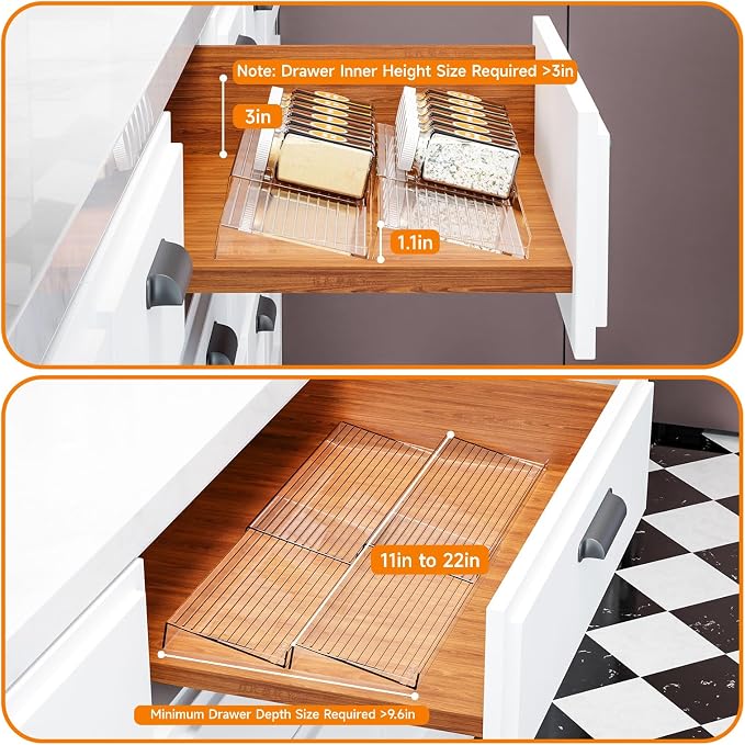 Yieach 4 Pack Adjustable In Drawer Spice Organizer - Image 6