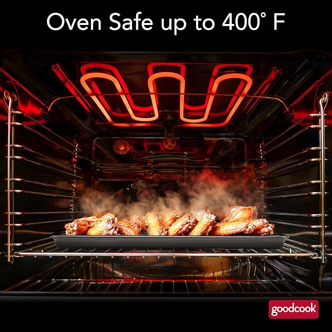 GoodCook 15” x 10.5” Nonstick Carbon Steel Baking Pan & Raised Wire Rack – - Image 4