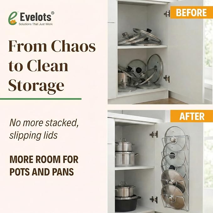 Evelots 6-Tier Pot Lid Organizer - Image 4
