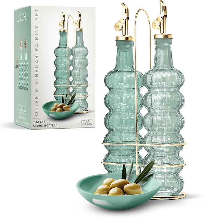 COOK WITH COLOR Glass Olive Oil Bottle Dispenser by CookwithColor