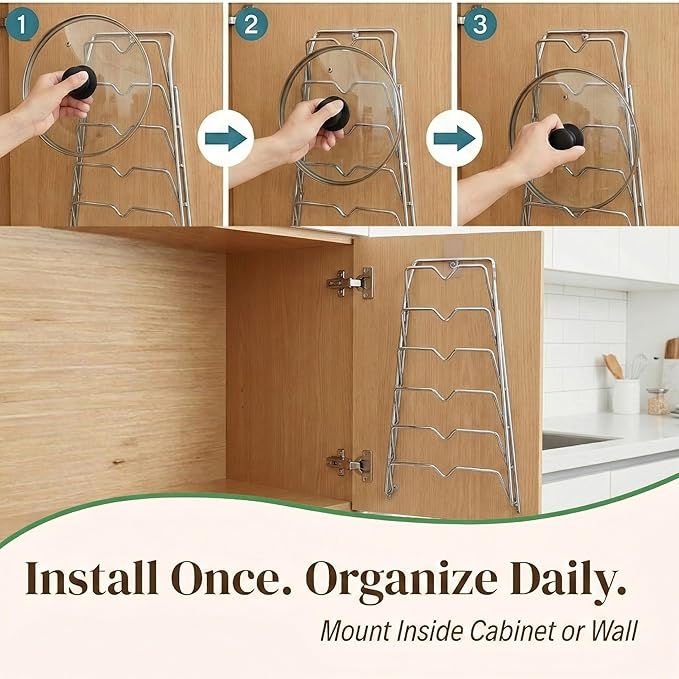 Evelots 6-Tier Pot Lid Organizer - Image 7