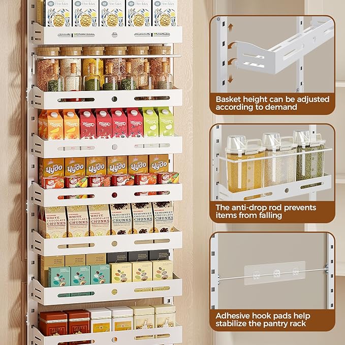 8-Tier Over The Door Pantry Organizer, Large 2 IN 1 Wall Mount or Hanging Spice - Image 5