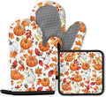 Thanksgiving Pumpkin Oven Mitts and Pot Holders, Fall Oven Mitts Sets of 3 by Unknown