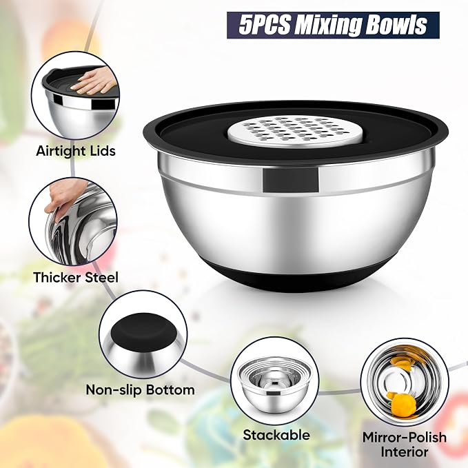 E-far Stainless Steel Mixing Bowls - Image 3