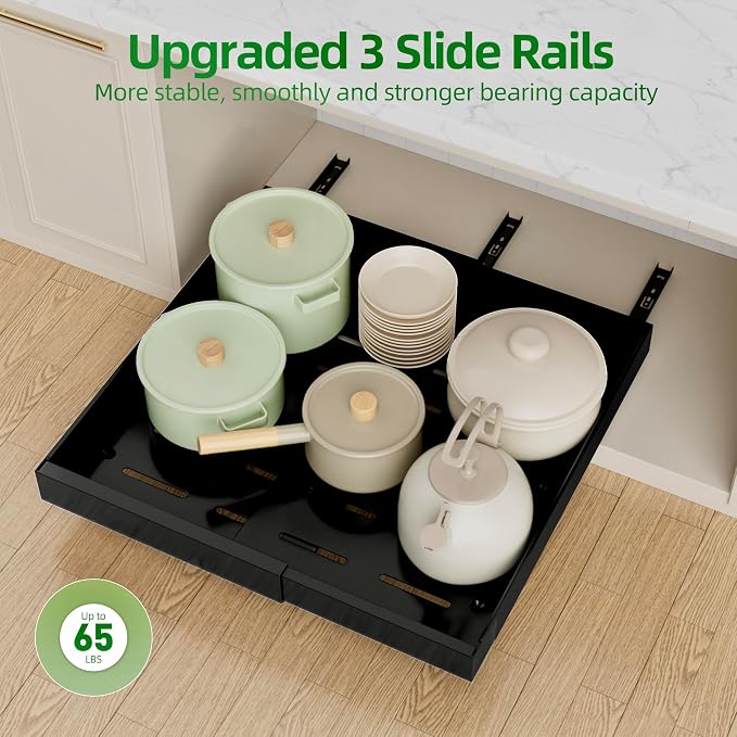 PAKETA 1 Pack Expandable Pull Out Cabinet Organizer, Upgrade 3 Slide Rails - Image 7