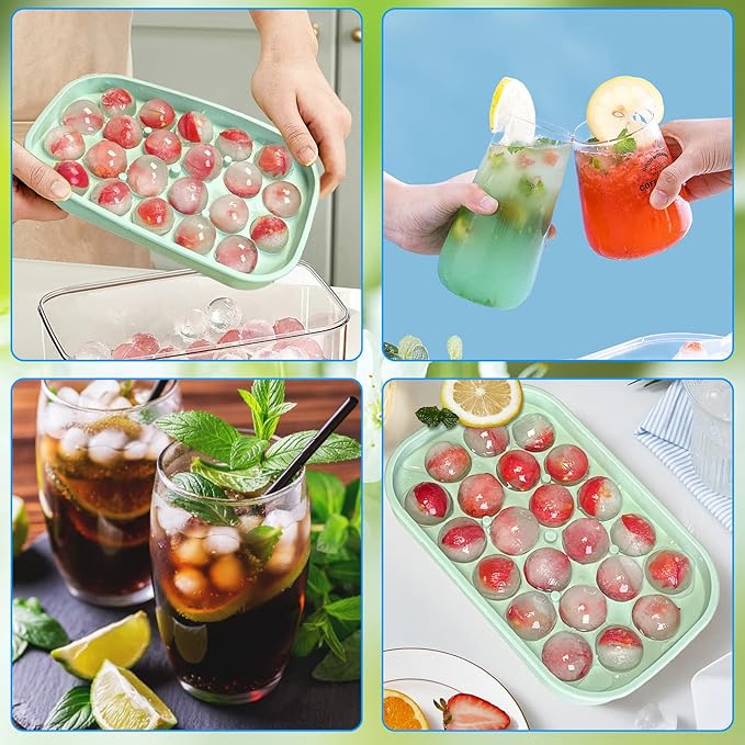 Ice Cube Tray, 2 Pack Flexible Silicone 22 Ice Balls Maker - Image 2