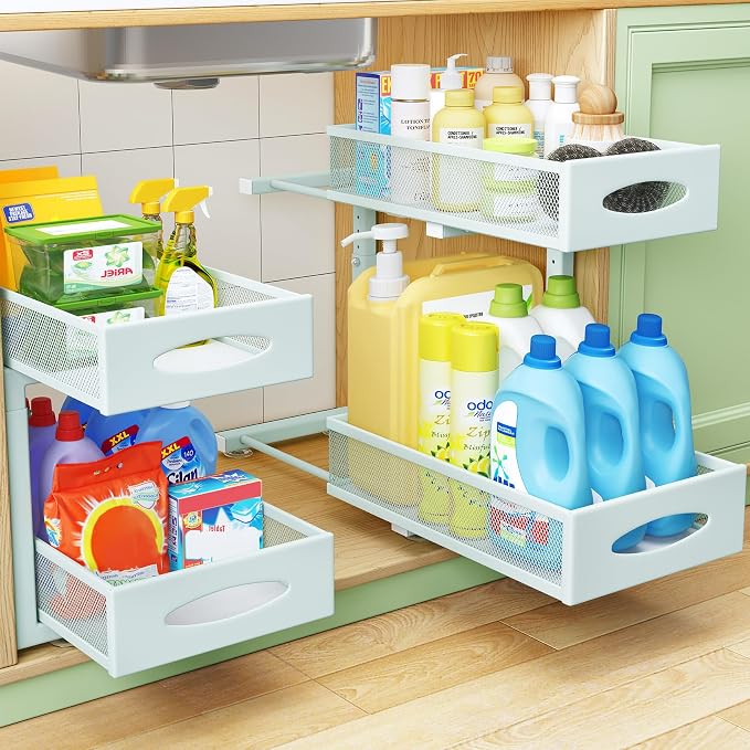 Under Sink Organizer, 2 Tier Pull out Cabinet Organizer Baskets by Kitstorack