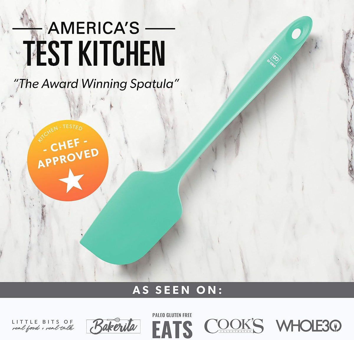 DI ORO Large Silicone Spatula - 600F Heat Resistant, Mint