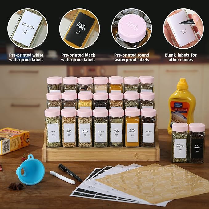 48 Glass Spice Jars with Labels, Spice Jar Set, 4oz Seasoning Containers - Image 2