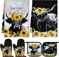 Leinuosen 6 Sunflower Cow Kitchen Towels Kitchen Decor and Accessories Set by Leinuosen